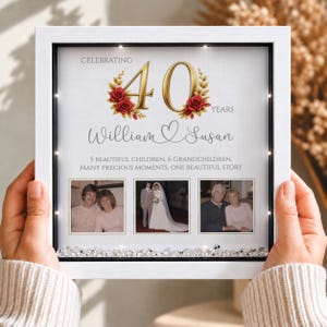 Anniversary Photo Frame for Couple | 40th Wedding Gift | Ruby Wedding Anniversary | 40 Years of Marriage