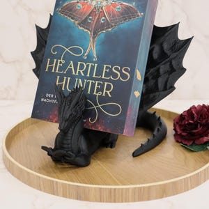 Support de livre Dragon de lecture noir | Différentes tailles | Impression 3D en PLA | Support pour livres, liseuses et tablettes | Cadeau pour les amoureux des livres