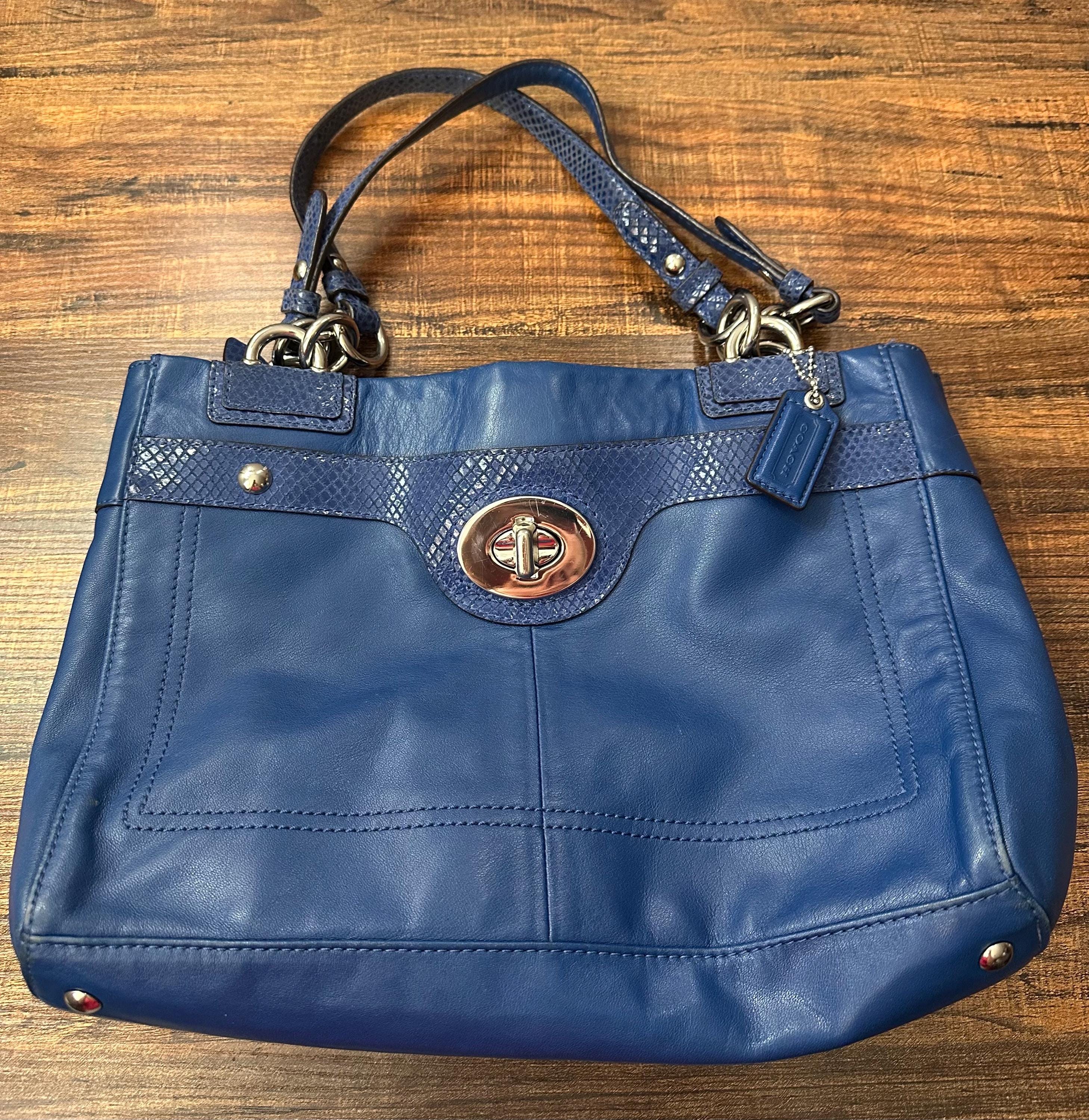 Vintage Coach Blue Leather Bag - Etsy