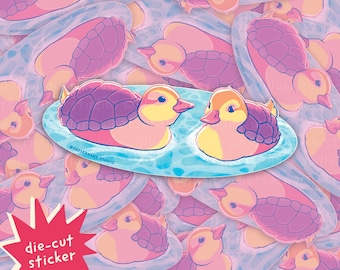 Turtle Ducks | Die Cut Vinyl Sticker, Dishwasher-Safe Sticker, Avatar Fan Art