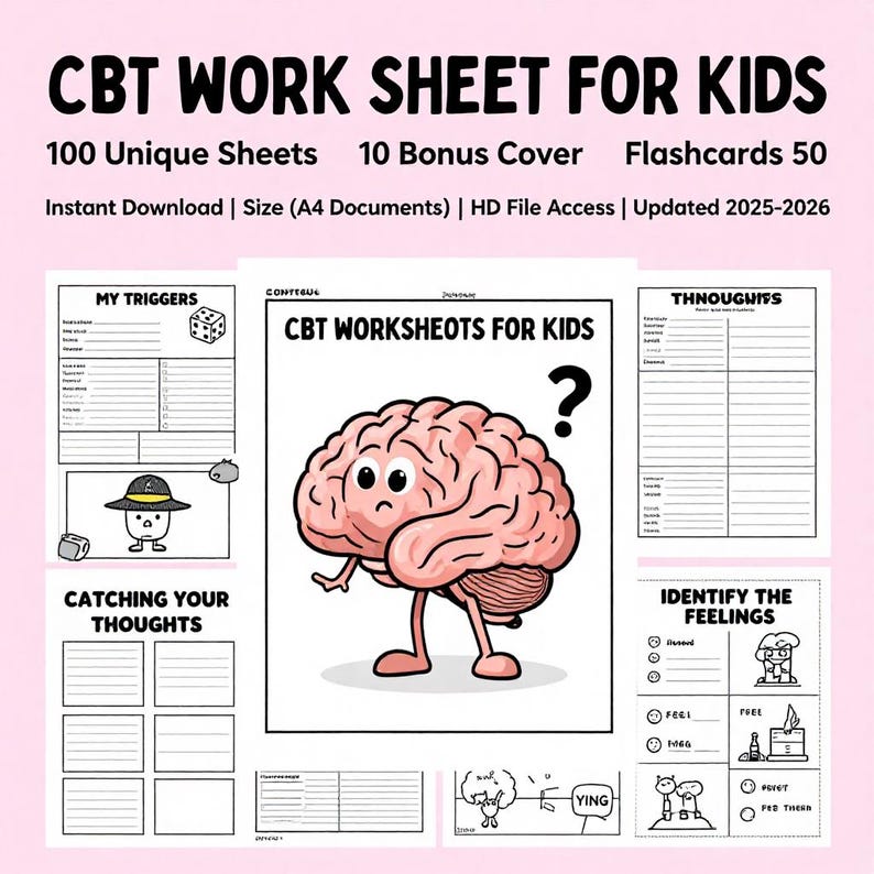 Kids CBT Worksheets Printable – Cognitive Behavioral Therapy Activities ...