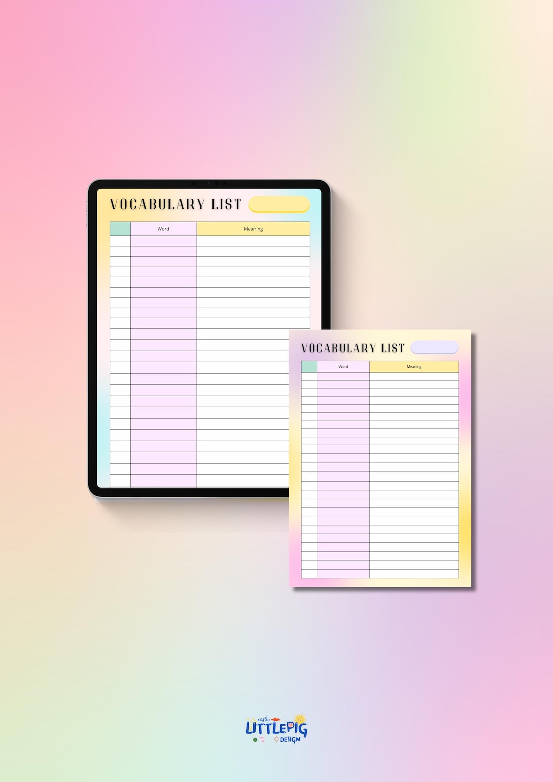 Colorful Vocabulary List Study Worksheet Printable & Editable PDF - Etsy