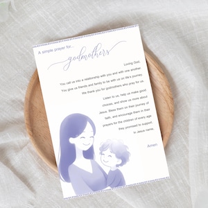Estampa de oración para la madrina, oración espiritual para la madre, regalo católico imprimible, tarjeta cristiana para el Día de la Madre, descarga digital, regalo cristiano moderno