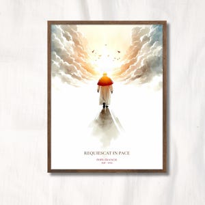 Pope Francis Memorial Art, Requiescat in Pace Catholic Printable, Catholic Minimalist Tribute Wall Decor, In Loving Memory Digital Print