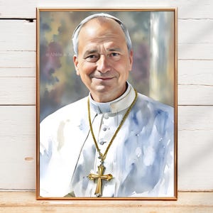 official portrait Pope Leo XIV watercolour, Printable wall art Vatican Decor Digital download New Pope Religious wall decor Catholic gift