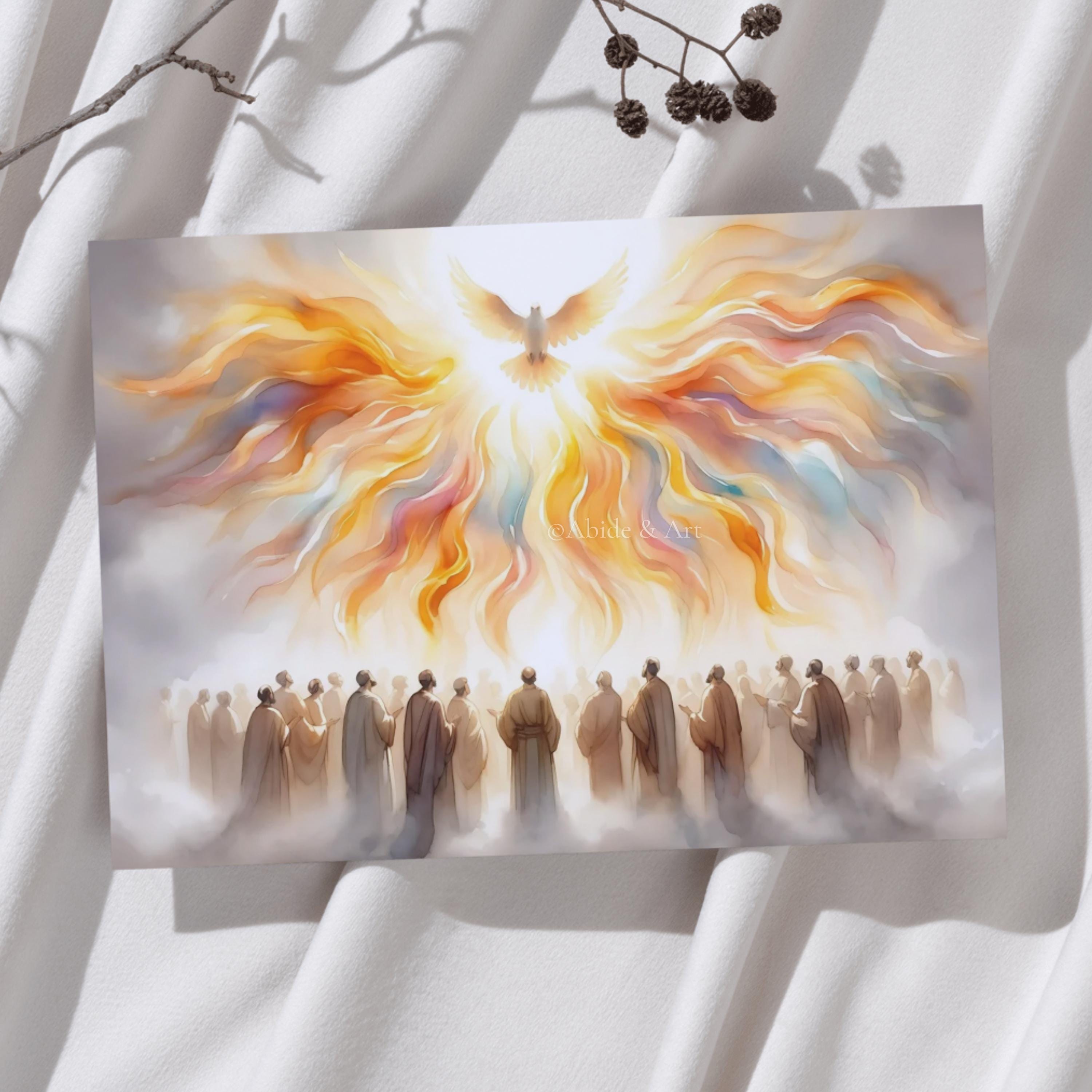 Pentecost Digital Print, Catholic Wall Art Holy Spirit Watercolor ...
