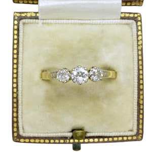 Vintage 18ct old cut diamond three stone trilogy ring 0.50ct ~ c1930's