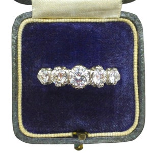 Vintage 18ct natural brilliant cut diamond five stone ring 1.22ct ~ Independent Valuation