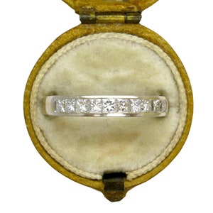 Vintage 18ct white gold Princess cut natural Diamond half eternity ring 0.50ct ~ wedding band