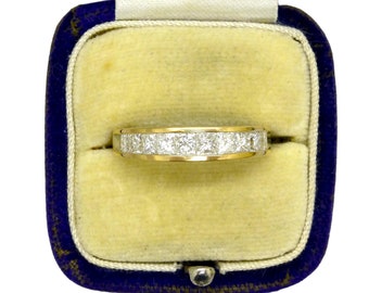 Vintage 18ct gold channel set Princess cut Diamond half eternity ring 1.00ct ~ with independent appraisal