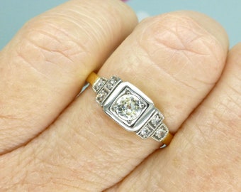 Antique Art Deco 18ct Platinum old cut diamond solitaire engagement ring c1920s