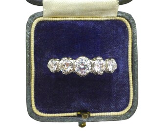 Vintage 18ct natural brilliant cut diamond five stone ring 1.22ct ~ With independent report & Valuation