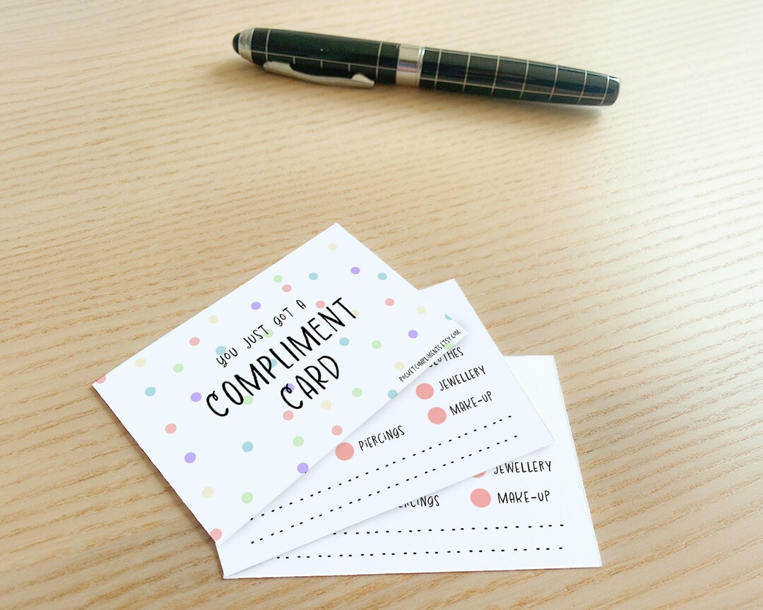 Compiments Card Compliment Cards - DIGITAL DOWNLOAD - Cute Dots - Etsy