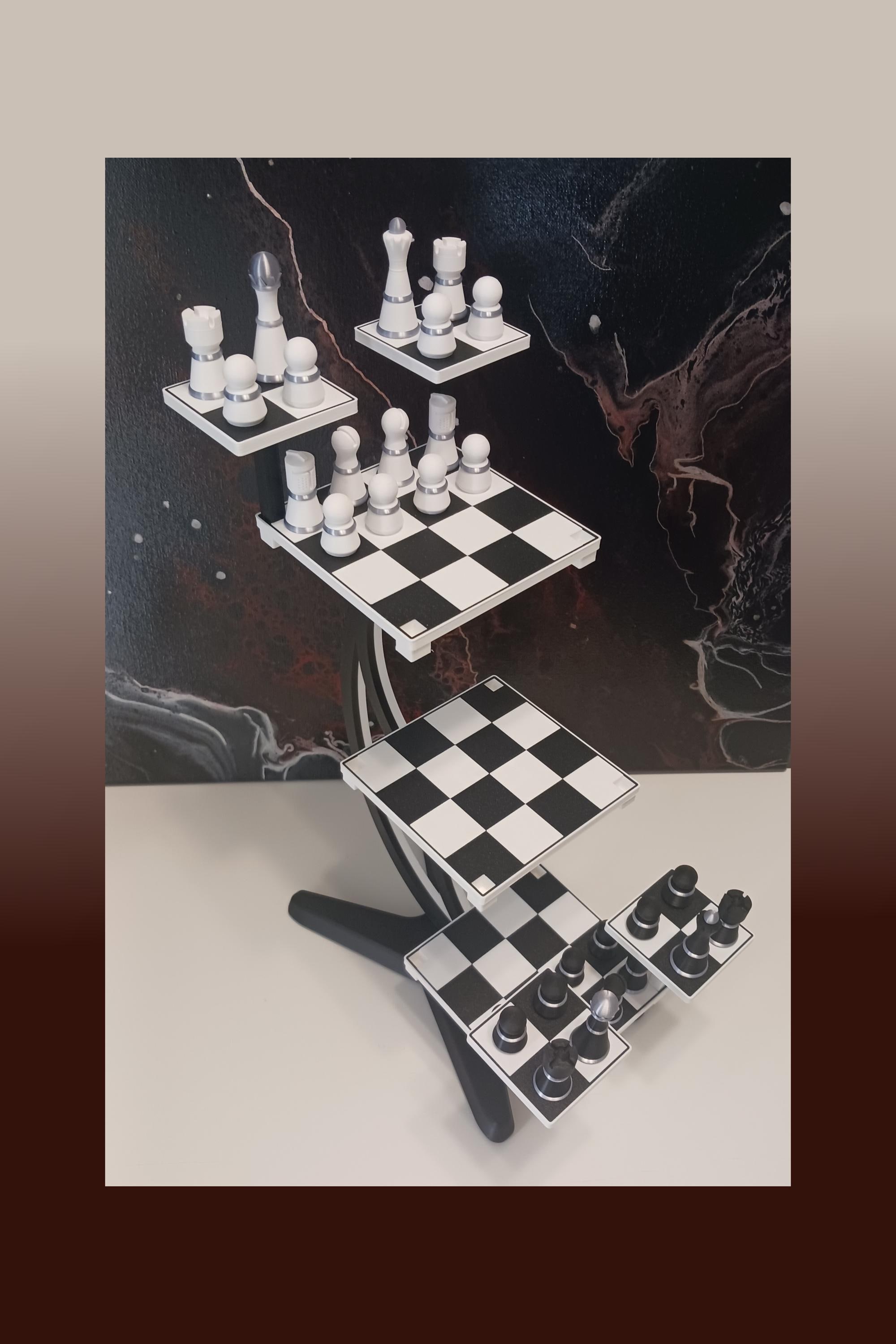 Tridimensional Chess Set Black White - Etsy
