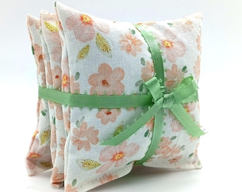 French Lavender Sachets: Peach Floral Scented Drawer Fresheners