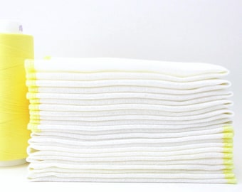 Serviettes sans papier en coton piqué, jaunes Lingettes réutilisables (Lot de 12)