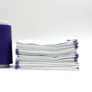 Cotton Paperless Towels, 12 Purple Bordered Reusable Napkins bild 1