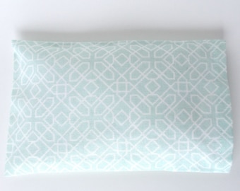Microwavable Heat Pack - Cold Pack with a Washable Green and White Geometric Cover - 7" x 4 1/2"