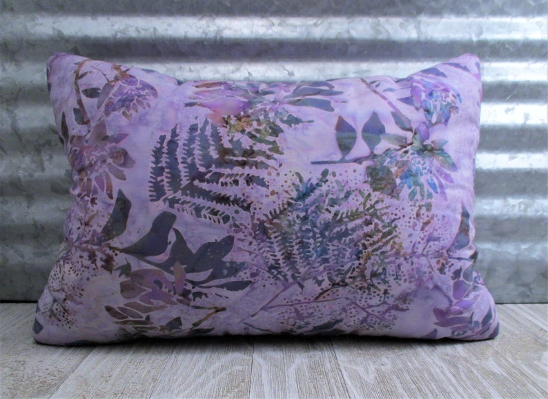 Batik Throw Pillow Purple And Green Lavender Buckwheat Neck Etsy