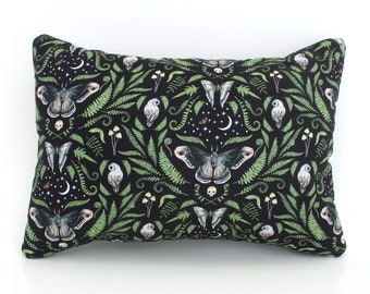 Enchanting Lavender Buckwheat Pillow: Comfort with Moth & Owl Print - 12" X 8 1/2" Accent Pillow