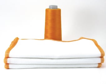 Small Orange Paperless Towels - 7 1/2 inch by 7 1/2 inch Melon Bordered Birdseye Cotton Reusable Wipes