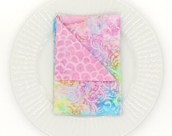Pastel Batik Napkins, Reversible Candy Color Table Linens, Set of 4