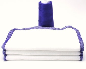 Eco Friendly Cotton Towels, Small Paperless Wipes, Purple Stitching (Set of 18)
