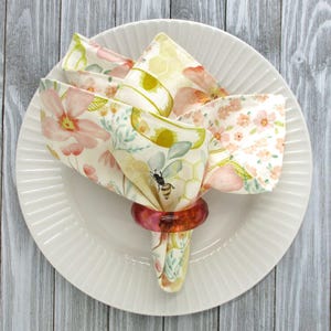 Beehive Napkins, Reversible Pollinator Table Linens - Set of 4