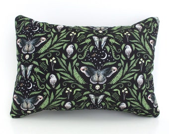 Enchanting Lavender Buckwheat Pillow with Moth & Owl Print - 12" X 8 1/2" Accent Pillow