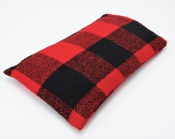 Microwavable Heat Pack for Shoulder, Abdomen, and Knee Comfort - Red and Black Buffalo Plaid - 12 x 7 inch