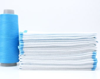 Turquoise Stitched Paperless Towels - Eco-Friendly & Reusable Cleaning Cloths - Set of Twelve 11 1/2" x 11 1/2" Paper Towel Alternatives