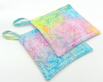 Pastel Batik Potholders, Set of 2 Beachy Trivets