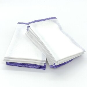 Cotton Paperless Towels, 12 Purple Bordered Reusable Napkins bild 3
