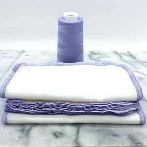 Lavender Bordered Paperless Towels: Birds Eye Cotton Wipes, Set of 18