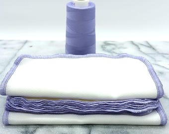 Lavender Bordered Paperless Towels: Birds Eye Cotton Wipes, Set of 18