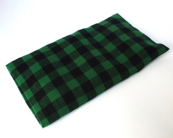 Heat or Cold Pack - Green and Black Plaid Removable Washable Flannel Cover - 12 x 7 inch - Md