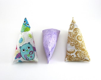Small Catnip Filled Toys - Set of 3 or 6 Multi Patterned Cat Toys - Owl Damask and Mandala