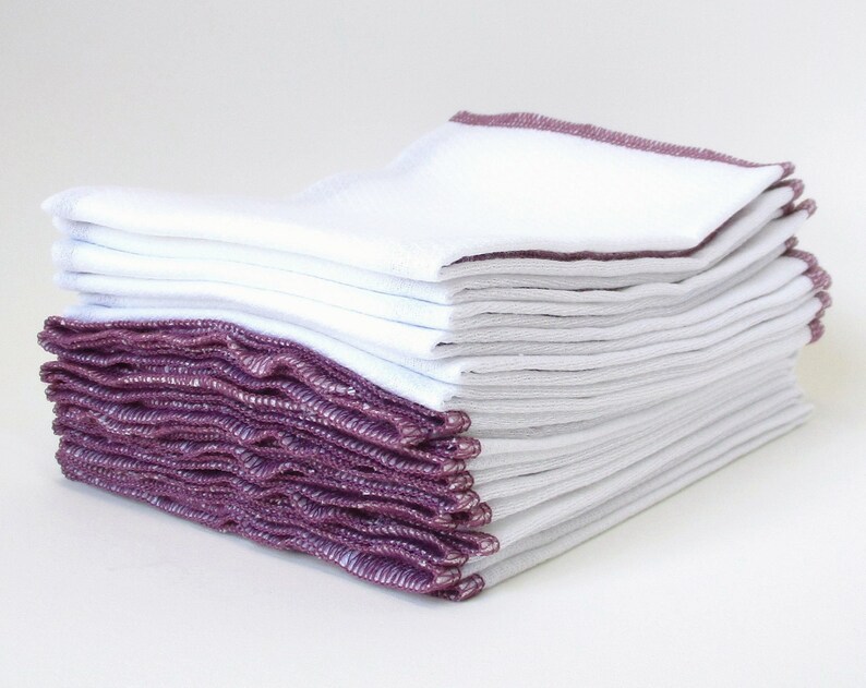 Plum Purple Paperless Towels Reusable Birdseye Cotton Napkins image 6