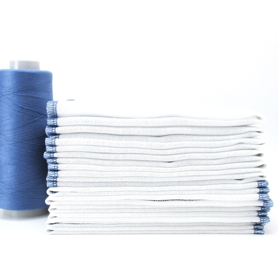 French Blue Paperless Paper Towels, 12 Reusable Birdseye Cotton Wipes