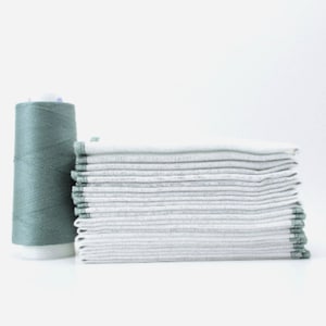 Sage Green Bordered Paperless Towels, Reusable Cloth Paper Towels