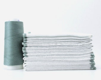 Sage Green Bordered Paperless Towels - Reusable Cloth Paper Towels