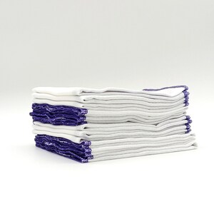 Cotton Paperless Towels, 12 Purple Bordered Reusable Napkins bild 6