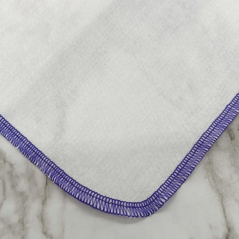 Cotton Paperless Towels, 12 Purple Bordered Reusable Napkins bild 7