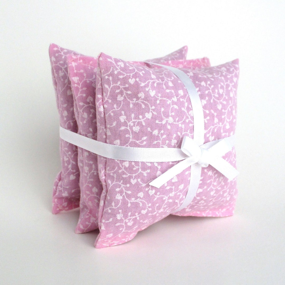 Pink Heart Lavender Aromatherapy Sachets, Set of 3 - 3 3/4