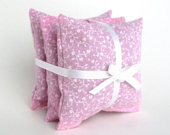 Lavender Sachets - Pink Heart Aromatherapy Sachets - Mothers Day Gifts - Set of 3 - 3 3/4" x 3 3/4"