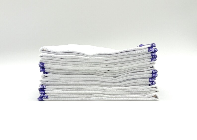 Cotton Paperless Towels, 12 Purple Bordered Reusable Napkins bild 5