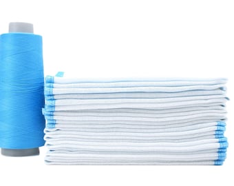 Reusable Paperless Towels, Birdseye Cotton with Turquoise Stitching, Set of 12