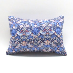 Lavender Buckwheat Pillow - Damask Style Bird and Strawberry Accent Pillow 12x8