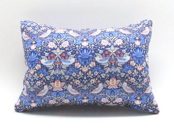 Lavender Buckwheat Pillow - Damask Style Bird and Strawberry Accent Pillow 12x8