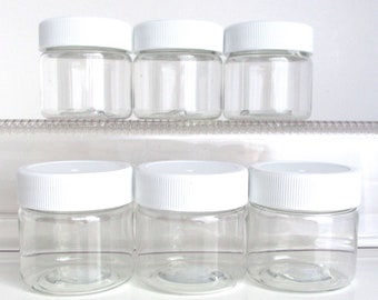 One Ounce Clear PET Plastic Jars with White Lids - Empty Cosmetic Sample Packaging - Body Butter and Cream Jars